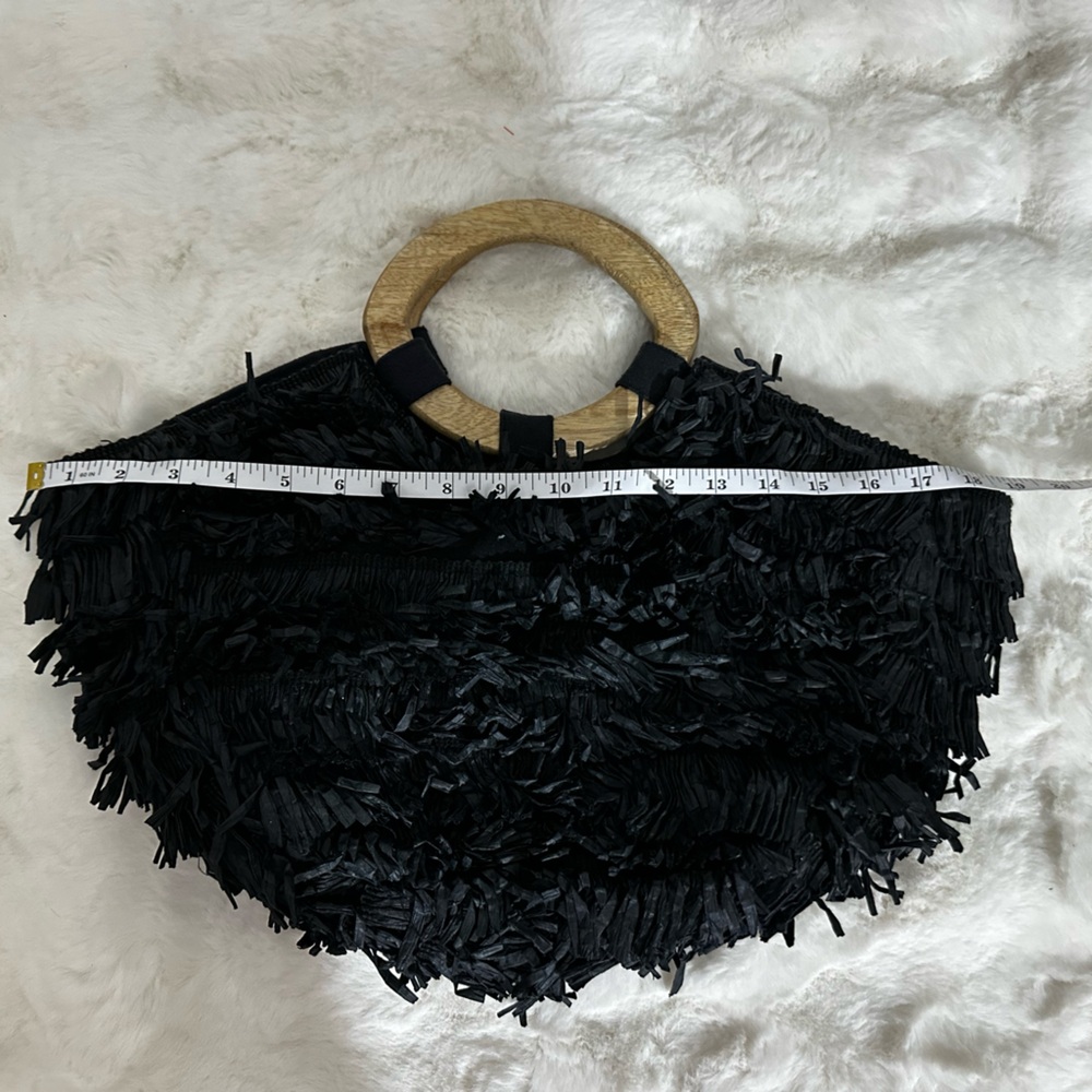 Anthropologie Black Fringe Tote Bag - Picture 6 of 7